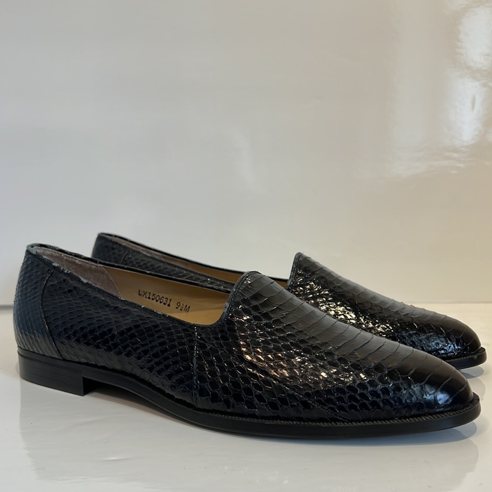 Men’s Giorgio Brutini Black Snakeskin‎ Slip On Loafers Size 9.5